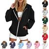 Generico Felpa Donna,Felpa Donna con Zip e Cappuccio Autunno Invernale Manica Lunga Pile Felpe Comode Leggera Giacca Oversize Hoodie per Sportiva Casual in Stile College Nero M