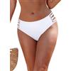 SHEKINI Costume da bagno a vita media, da donna, con strappi, cutout, colore nero, bikini