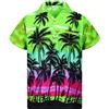 V.H.O. King Kameha Funky-Camicia-Hawaiana, Manica-Corta, Beach, Verde, 6XL