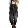 DOTBUY-SHOP Salopette Jeans Donna Estiva Lunga Stretch Tuta Intera Casual Pantaloni Lunghi a Gamba Larga Vintage con Tasche e Spalline Regolabili Jumpsuit per Tempo Libero (Nero,S)
