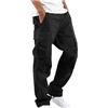 YAOHUOLE Pantaloni lunghi da uomo, vestibilità regolare, con tasche, elastico in vita
