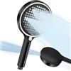YERUUE Soffione Doccia Alta Pressione con 3 Filtri, Doccetta con Tubo 1,5 m, Soffione Grande 150 mm Anticalcare, 8 Modalità Regolabili, Risparmio Idrico, Ugelli in Silicone Autopulenti (Nero)