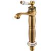 ZMGuythrd Rubinetto miscelatore lavabo vintage ottone antico dorato acqua calda fredda, beccuccio alto 22,5 cm, manico in ceramica, monopattino a nido d'ape, tubi 50 cm, monoforo G3/8, bagno cucina ufficio