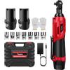 7Sevenjokers Set di chiavi a cricchetto elettriche 12 V 3/8, chiave a cricchetto wireless con coppia 40 N.m, 0-300 giri/min con 2 batterie da 1500 mAh, 7 prese, cricchetto elettrico per mobili e auto