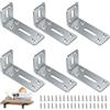 Shwdsy 6 Pezzi Angolari Metallo per Legno 80 x 40 mm, Staffe per Mensole a L 90°, Staffe di Fissaggio Regolabili con 2 Fori Allungati, Connettori Angolari Argentata, per Armadi e Tavoli