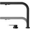 XJTNLB Rubinetto Cucina Sottofinestra Nero Miscelatore Cucina con Doccetta Estraibile Rubinetteria Cucina Due Fori Girevoli a 360°