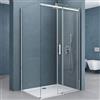 doporro Box Doccia Angolare 75x140x195 cm con Porta Scorrevole Reversibile | Vetro ESG Trasparente 8 mm, Profilo Alluminio Cromato Regolabile 0-15 mm, Piatto Doccia Escluso, EasyClean Anticalcare