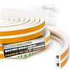 ToolSpace | Nastro sigillante autoadesivo per porte e finestre | 25m | Profilo D Bianco | Guarnizione per porte | Guarnizione per finestre | Striscia sigillante anticollisione | Guarnizione in gomma