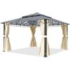 TOOLPORT Gazebo giardino 4x4 m, alluminio, tetto policarbonato 8 mm, beige