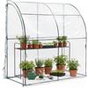 Baroni Home Serra da Giardino con Copertura in PVC Trasparente, Telaio in Acciaio Resistente, Porta Avvolgibile con Cerniera, Protezione da Pioggia, Vento e Uccelli (Ad Arco)