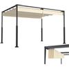 LZQ Pergola Gazebo 3 x 4 m con telaio in acciaio stabile e tetto scorrevole regolabile, tetto in poliestere rivestito di PA, protezione solare resistente alle intemperie per giardino e terrazza (beige