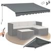 Juskys Tenda da sole 250 x 200 cm - Ombreggiatura terrazza e balcone - Tenda a bracci estensibili con manovella e supporto - Tenda per balconi con protezione solare Tenda a bracci estensibili Grigio