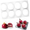 Dhisperares 8 Cavità Stampi in Silicone per Dolci, 66mm Stampo per Gelato Mezza Sfera
