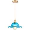iDEGU Lampada a Sospensione in Vetro, 25CM Lampadario a Sospensione Vintage E27 Plafoniera Retrò Paralume Vetro Creativo Lampada da Soffitto per Soggiorno Camera da Letto Cucina Sala da Pranzo (Blu)