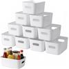 Vexaflow 10 Pezzi Cestini Portaoggetti Plastica, con Maniglie, Organizer per Bagno, Cucina, Armadio, Ufficio, Contenitori per Cosmetici e Casa, Cestini Plastica Multifunzionali