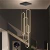 HYQJUNE Moderna Lampada A Sospensione LED Geometria Scale Lampadario Da Soggiorno Dimmerabile Luci Pendenti Camera Da Letto Sala Pranzo Alberghi Lampada Altezza Regolabile Plafoniera(Nero,4 Lights-20x80cm)