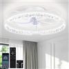 OUTON 50cm Ventilatore da Soffitto con Luce e Telecomando, 3 Temperature di Colore, 6 Velocità Reversibili, Timer, Memoria, Lampada Ventilatore da Soffitto per Camera da Letto Soggiorno Cucina, Bianco