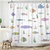 Ttincceer Cartone Animato Pesce Doccia Tenda 183x213cm Acquerello Animali Marini Piante Acquatiche Corallo Bagno Tenda Mondo Subacqueo Sottomarino Paesaggio Tende Doccia