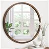 JJUUYOU Specchio Circolare Montato a Parete Rotondo da 30 cm, Specchio Vintage con Cornice in Legno, Ideale per Bagno, Soggiorno, Camera da Letto, Stanza del Lavabo, Doremitorio, Marrone Rustico