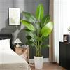Keeplush Artificiale Uccello del Paradiso 210cm Alta con Vaso Bianco, Piante Finte da Interno Grandi Finta con 13 Foglie, Albero Banano Artificiale Per Interni Esterno Soggiorno Ufficio Giardino Dec