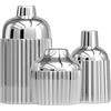 XMGZQ 3 vasi in ceramica color argento per la decorazione della casa, vasi decorativi moderni per fiori, erba delle pampas ed eucalipto, set estetico a costine per caminetto, mensola, regali per interior