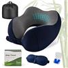 Cirorld Cuscino da Viaggio Collo, Cuscino Aereo Memory Foam Regolabile e Compatto, Cuscino Cervicale da Viaggio, Inclusa Maschera per Dormir, Tappi auricolari, Borsa per Trasporto