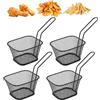 JazRvr 4 cestini per patatine, in acciaio inox, colore nero, ideali per friggere e servire patatine fritte e snack, durevoli e versatili