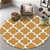 Highdi Tappeto Rotondo Salotto, Morbido Moderno Geometria Stampa Tappetini Antiscivolo Tappeto per Bambini Cameretta Cucina Casa Zona Balcone Tappet Tavolino (100cm,Diamante Giallo)