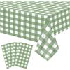 FuenteOrilla 4 tovaglie a quadretti verde salvia a quadretti, impermeabili, rettangolari, verdi, per picnic, compleanni, baby shower, matrimoni, vacanze, 130 x 220 cm