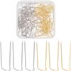 SOFPLATE 1 scatola 2 colori 100 pezzi Spilli A Forma di U per Cucire Spilli per Gioielli A Forma di U In Acciaio Inossidabile Doppio Blocco Ago Oro Argento per Artigianato In Tessuto Esposizione di Gi