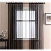 GIVBRO Tende trasparenti in voile, con tasca per asta da finestra, per casa, ufficio, caffè, decorazione, nero, 100 x 250 cm