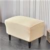 Highdi Elasticizzato Copri Pouf Rettangolare in Velluto Morbido Tinta Unita Copri Poggiapiedi Copertura Ottomana Coprisgabello Lavabile per Soggiorno, Camera da Letto (Beige Chiaro)