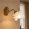 eccuslon Lampada da parete retrò floreale per interni, lampada da parete dorata vintage con paralume in vetro a forma di fiore, E26 vintage cablato, lampada da parete a LED per interni per camera da letto