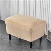 Highdi Elasticizzato Copri Pouf Rettangolare in Velluto Morbido Tinta Unita Copri Poggiapiedi Copertura Ottomana Coprisgabello Lavabile per Soggiorno, Camera da Letto (Beige)