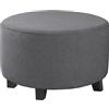 Highdi Copri Pouf Rotondo Elasticizzato Jacquard, Spandex Copertura Dell'Ottomano Copri Poggiapiedi Poltrona per Soggiorno, Morbido Rimovibile Lavabile Fodere per Sgabello (Grigio,S)