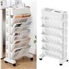 PerGar Scaffale Portaoggetti Mobile, Libreria Mobile di Grande Capacità Organizzatore di Documenti per Scrivania da Ufficio con Ruota Multistrato Girevole Rimovibile in Plastica Pratico Scaffale(6 strati)