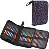 Teamoy Custodia per Uncinetti, Borsa da Viaggio con Cerniera Vuota per Kit di Uncinetti Ergonomici, Uncinetto in Alluminio/Acciaio, Fiori Blu (Accessori Non Inclusi)