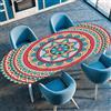 Highdi 3D Tovaglia Ovale con Bordo Elastico, Copritavolo Ovale con Antiscivolo Elastico Tovaglie Antimacchia e Impermeabile per Caffè Pranzo Giardino Esterno (Mandala d'epoca 1,122x173m)