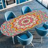Highdi 3D Tovaglia Ovale con Bordo Elastico, Copritavolo Ovale con Antiscivolo Elastico Tovaglie Antimacchia e Impermeabile per Caffè Pranzo Giardino Esterno (Mandala d'epoca 9,122x173m)