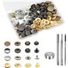 BetterJonny 24 Set di bottoni a pressione in metallo, Basicon pressione pulsante di fissaggio Φ15mm 3 strumenti di regolazione bottoni pressione da cucire artigianato pelle giacca portafoglio borsa a