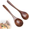 Jinsion 2 Pezzi Cucchiaio Legno da 20 cm,Cucchiaio di Legno da Minestra Zuppa | Mestoli Mestolo Legno da Ramen Porridge con Manico Lungo ,Cucchiai di Legno Grande per Spezie, Caffè, Tè, Miele,Confettata
