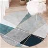 Highdi Tappeto Rotondo Salotto Geometria Morbido Tappetini Antiscivolo Tappeto per Bambini Cameretta Cucina Casa Zona Balcone Tappet Tavolino (100cm,Oro Verde)