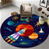 Highdi Tappeto Rotondo Salotto, Pianeta Animale Stampa Morbido Moderno Tappetini Antiscivolo Tappeto per Bambini Cameretta Cucina Casa Zona Balcone Tappet Tavolino (100cm,Astronauta)