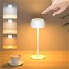 TRUMPETS Lampada da Tavolo Senza Fili Metallo, H:25cm Lampada da Comodino Ricaricabile USB-C, 3 Temperature Colore, Lampada da Scrivania IP54 Impermeabile per Ristorante, Camera da Letto，Bianco：1 pz.