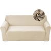 Highdi Copridivano Elasticizzato 4 Posti con Braccioli, Fodera per Divano, Universale Copridivani Copri Divano per Poltrone Mobili Sofa Protettore (Cachi,4 Posti)