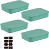 CNKHDZ Set di 4 contenitori con coperchio, contenitori impilabili con coperchio, contenitori in plastica, contenitori per scaffali, cucina, bagno (Verde, 36.5 * 26 * 7.7cm)