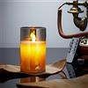 Lonkenn Candele LED, Flickering Flameless Candele, Candele a Batteria with Glass con Telecomando a 10 Tasti, Realizzato in Vera Paraffina,con Funzione Timer 24 Ore per Decorazione, Festa, Vacanze-15cm Grigio