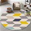 Highdi Tappeto Rotondo Salotto, Morbido Moderno Geometria Stampa Tappetini Antiscivolo Tappeto per Bambini Cameretta Cucina Casa Zona Balcone Tappet Tavolino (120cm,Diamante Grigio)