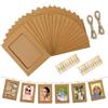 YANGWEN 20 Pezzi Cornici Foto in Carta Kraft con Clip Legno - Set Cornici Portafoto 15x10 cm (6x4) con Corda Canapa - Per Parete, Casa, Scuola e Ufficio - Decorazione Sospesa DIY (Marrone)