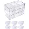 Flearitzo Organizer da scrivania - Mini organizzatore cassetti trasparente - Portaoggetti impilabile con 9 Mini Cassetti - per trucco, gioielli, forniture per ufficio e artigianato
